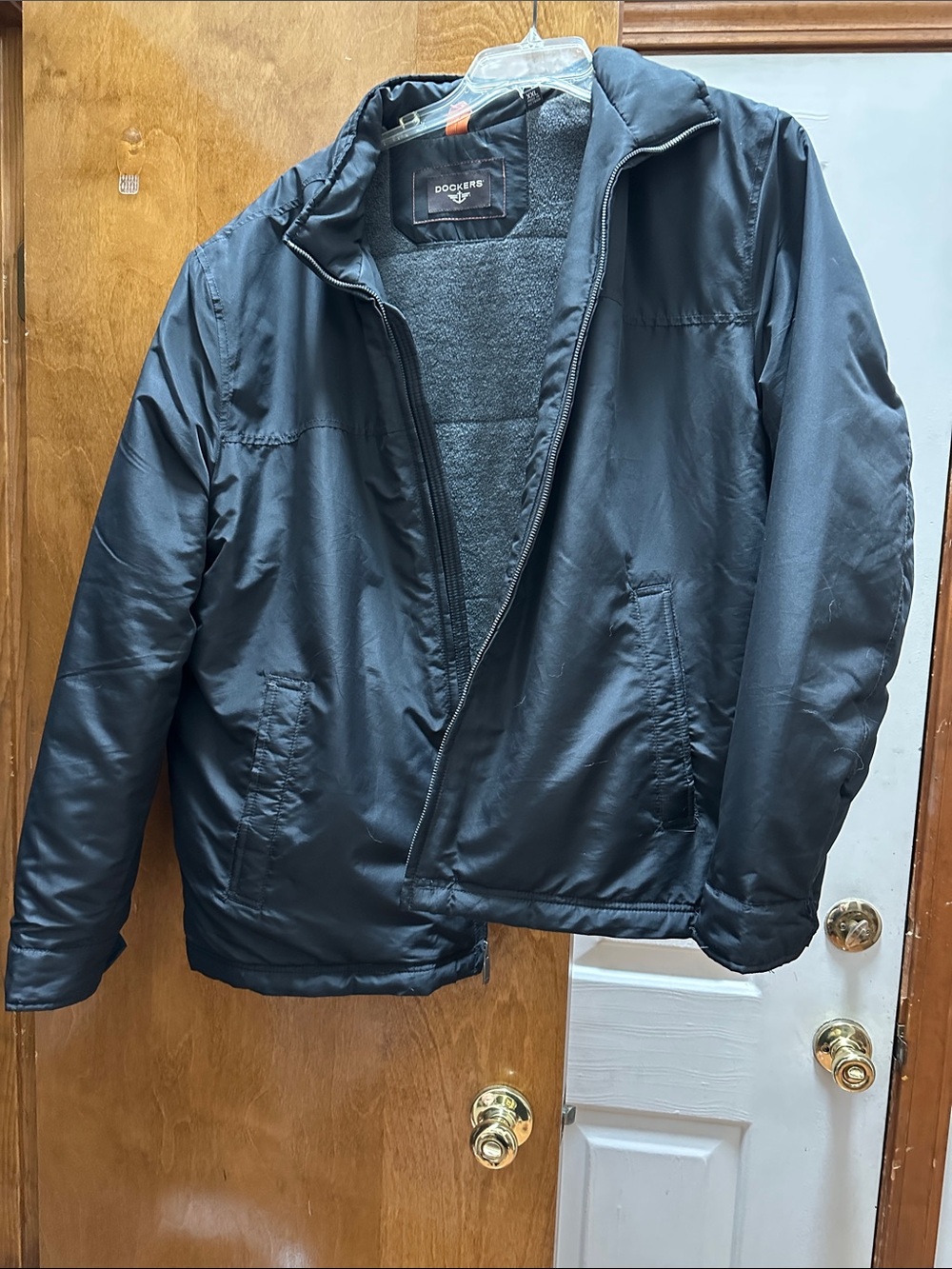 Dockers Men's Navy Blue Quilted Puffer Jacket with Fleece Interior